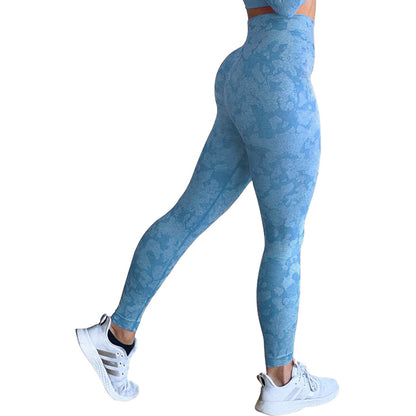 Fashion Snowflake Cropped Camouflage Jacquard Seamless Fitness Yoga Pants